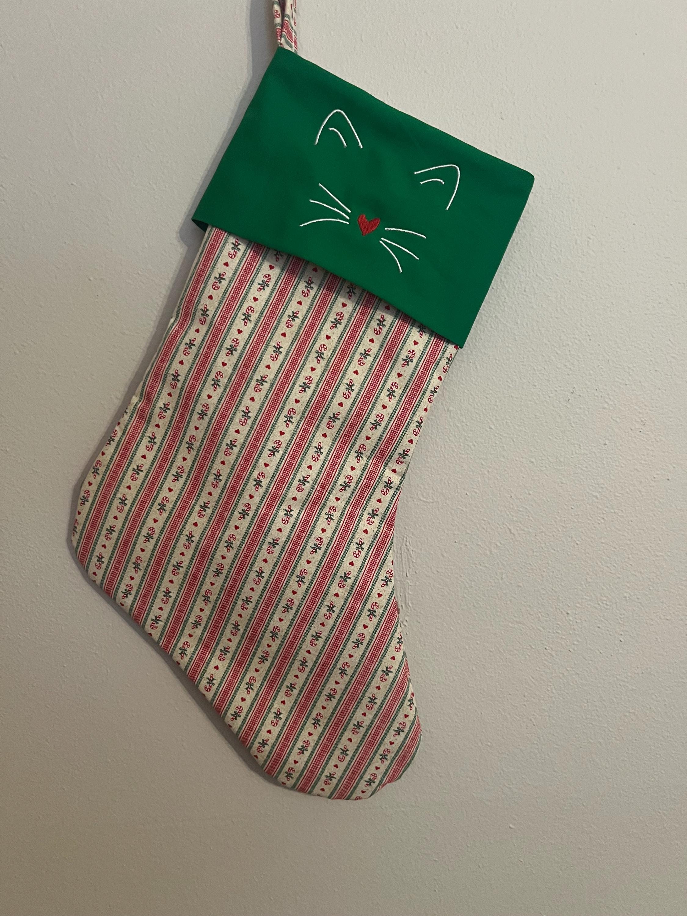 Cat kitten stocking Embroidered stocking Christmas stocking, pet gift fast priority shipping