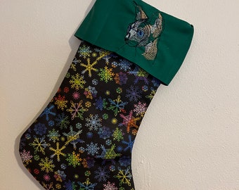 Sphynx face stocking, bambino face stocking Embroidered stocking Christmas stocking, embroidered personalization fast priority shipping