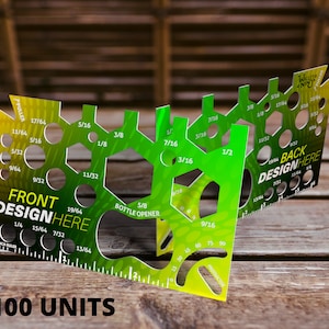 2 Lati x 100 unità Custom Wallet Ninja PRO: 26-in-1 Multitool con stampa a colori