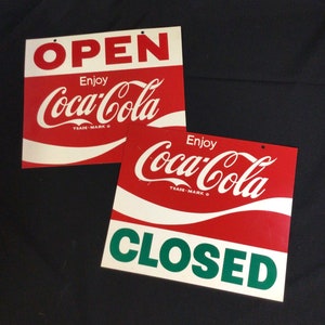 TWO Vintage Antique Trademark Coca-Cola Soda Pop Open Closed Sign