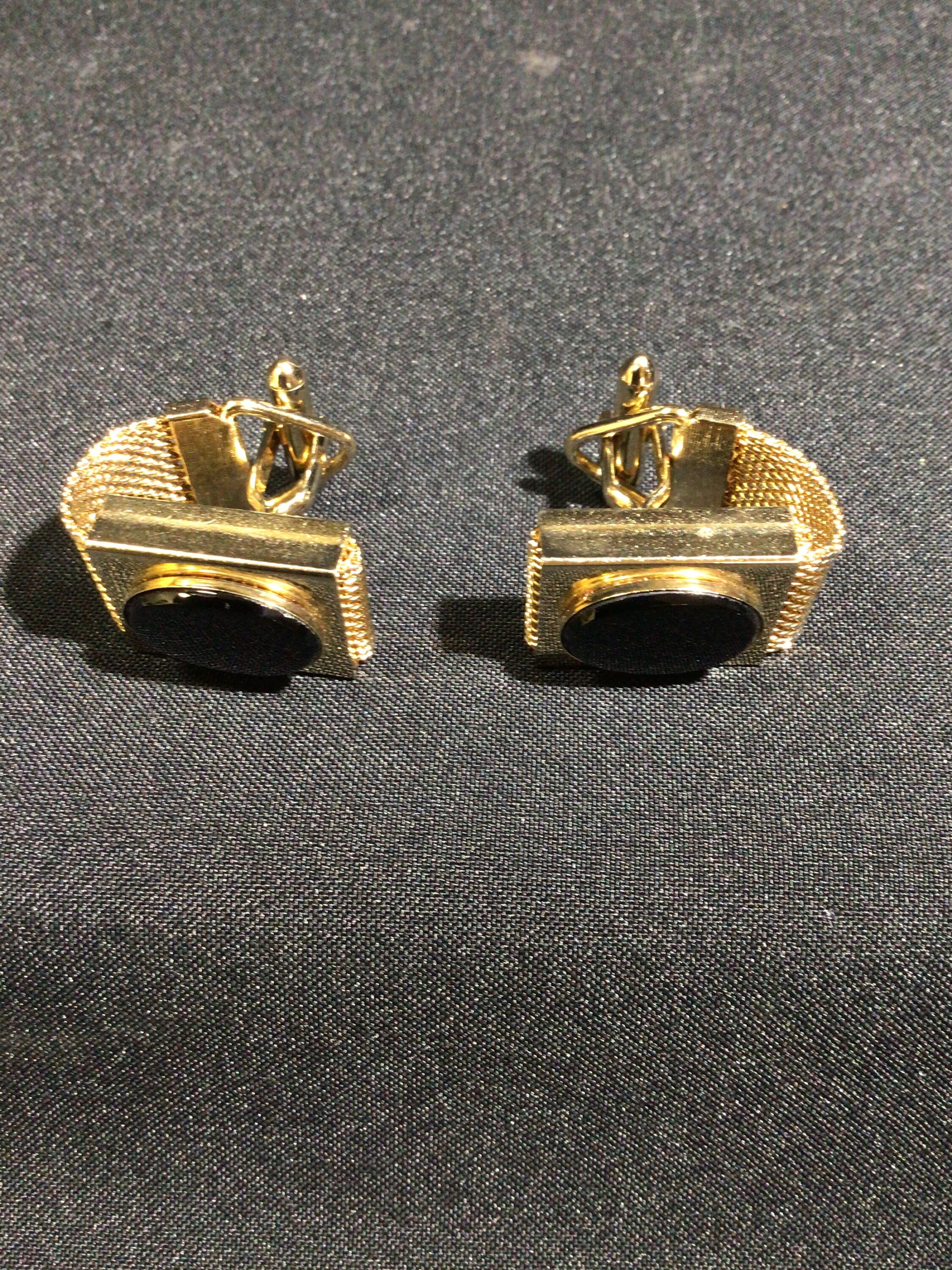 Vintage Swank Square Goldtone Cufflinks w / Round Oval Black Etsy