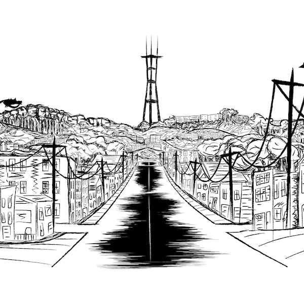 Sutro Tower - San Francisco, California Ink on Canvas