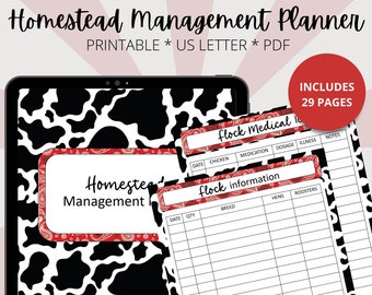 Homestead Management Printable Set version 2, pdf printable, homestead journal