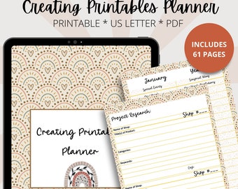 Creating Printables Planner Printable Set, printable business, pdf planner, boho rainbow, plan your printable business