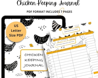 Backyard Chicken Keeping, pdf printable, chicken eggs, raising chickens, chicken journal