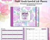Pastel Hearts Undated Landscape Planner, PDF Planner, Goodnotes Planner, iPad Planner