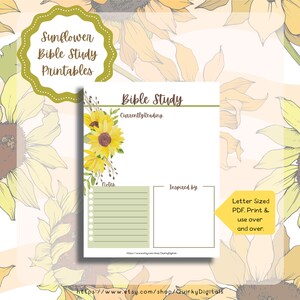 Sunflower Bible Study Printables