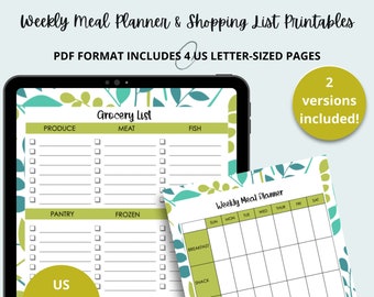 Weekly Meal Planner and Shopping List Printables