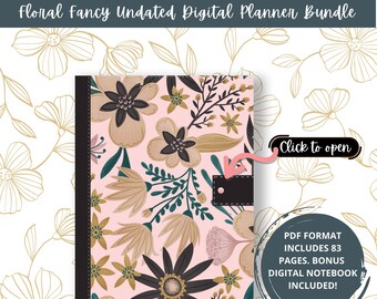 Floral Fancy Digital Planner, Notebook and bonus stickers