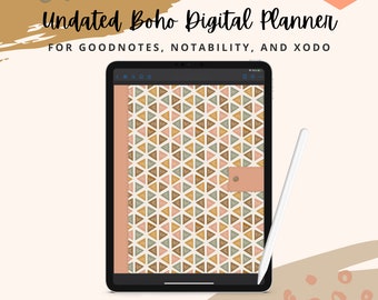 Undated Boho Digital Planner, pdf planner, goodnotes planner, ipad planner