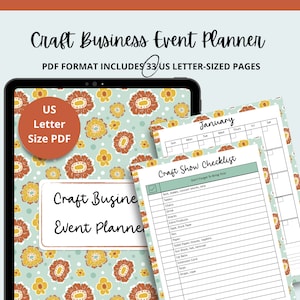 Craft Vendor Event Planner Printables, Craft Business printables, retro floral printables, PDF printable, craft show planner