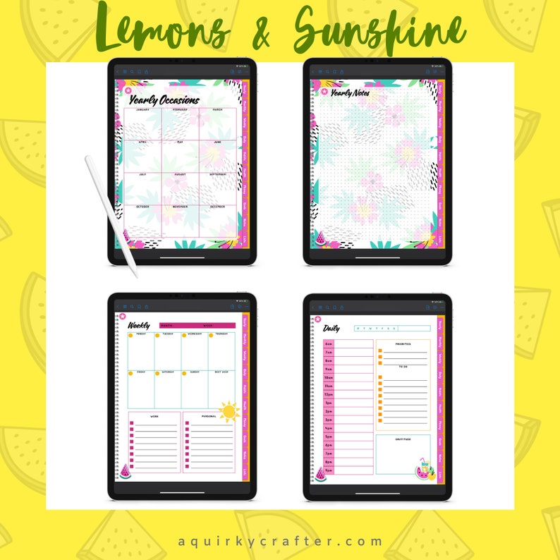 Lemon and Sunshine Undated Digital Planner