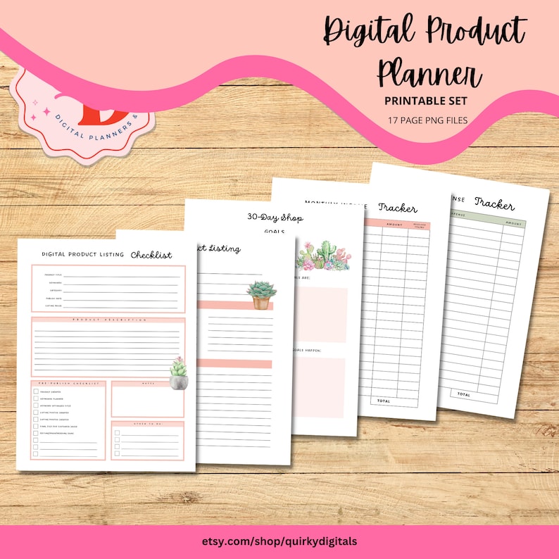 Digital Product Planner Printable Set, Letter Sized Printables, Digital ...