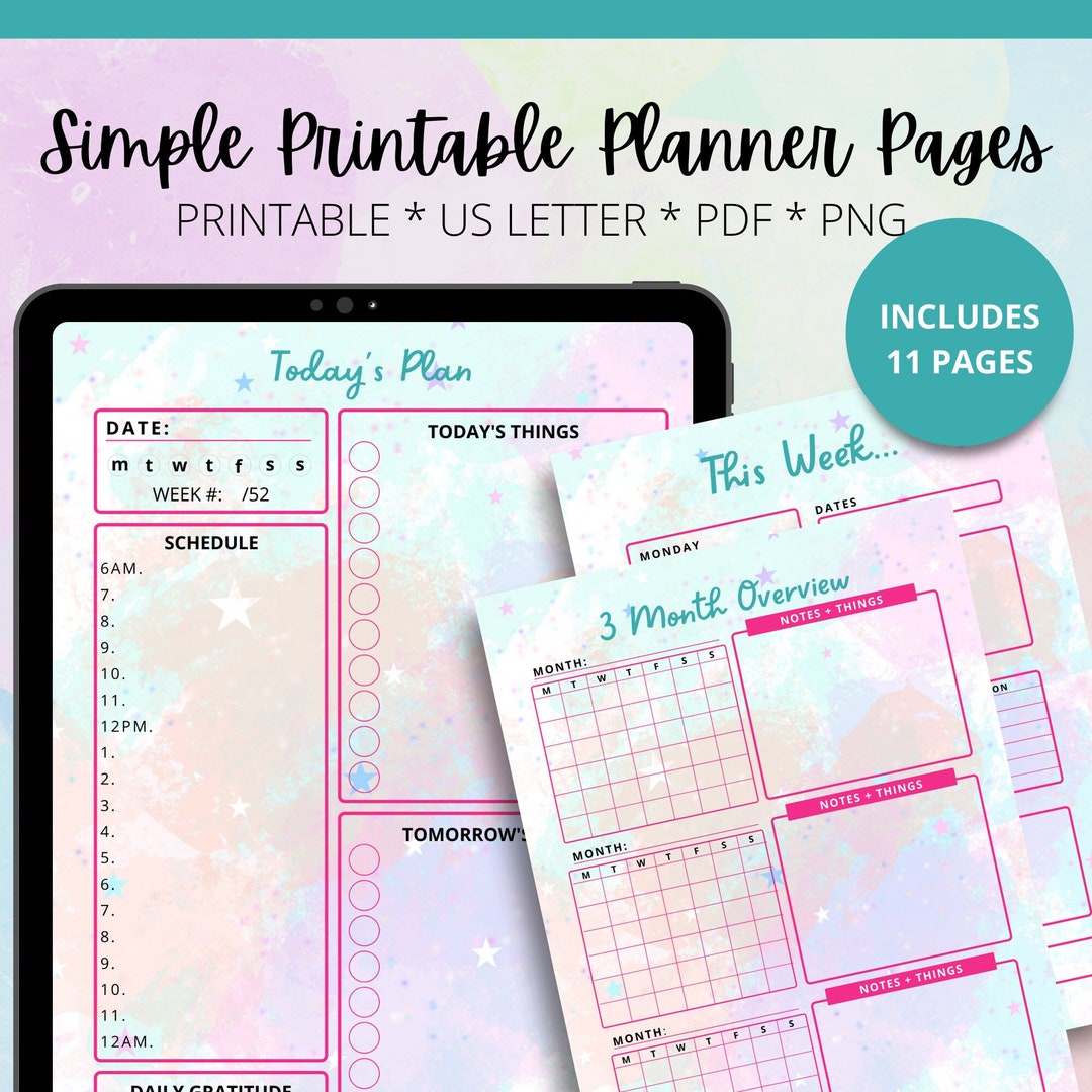 Pretty & Simple Planner Printable Set, PDF Printable, PNG Printable ...