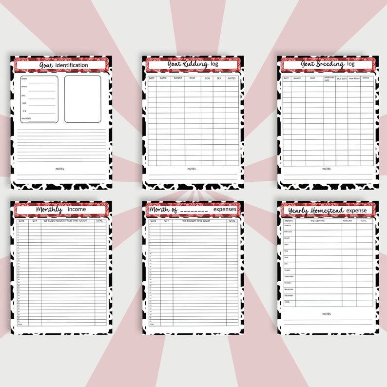 Homestead Management Printable Set Version 2, Pdf Printable, Homestead ...