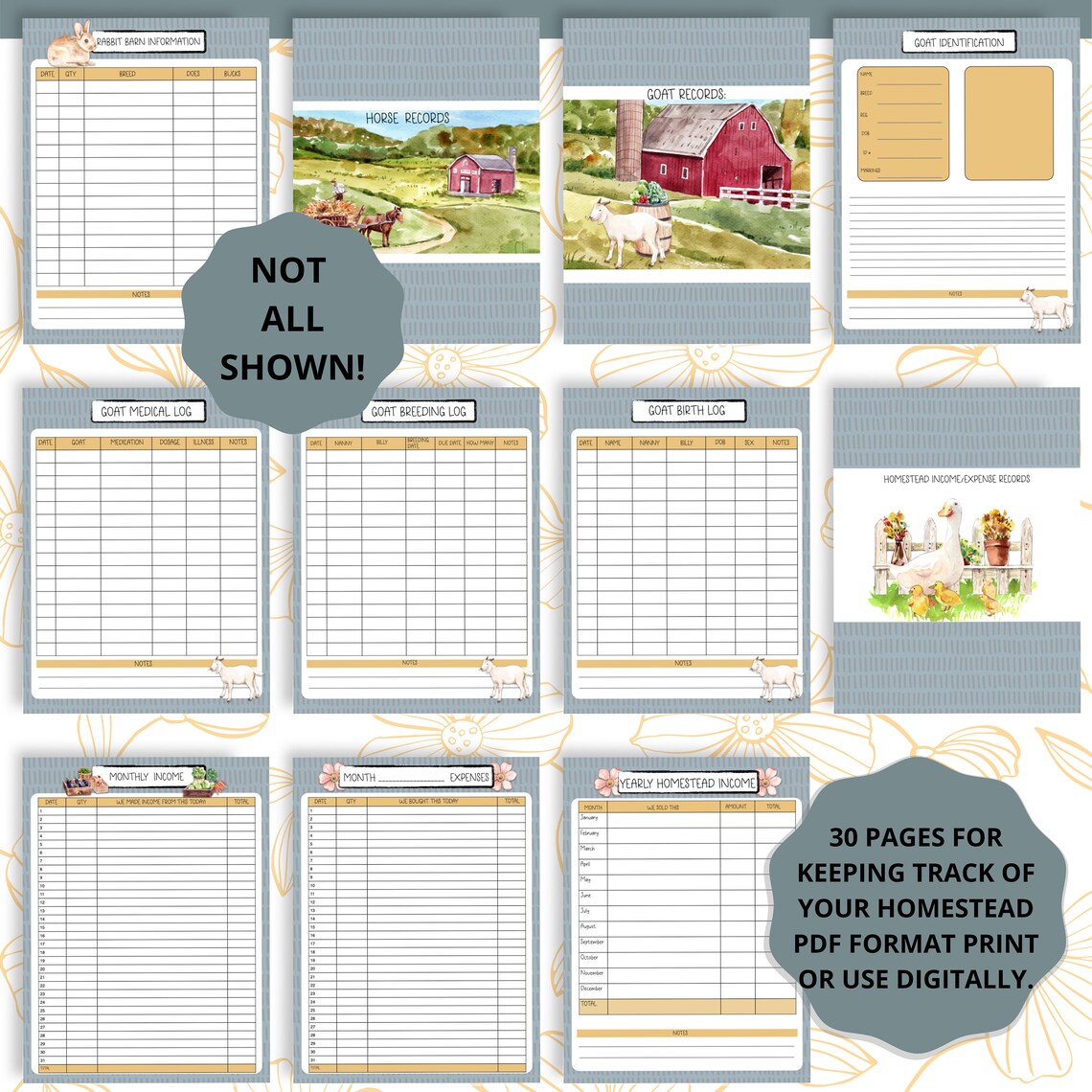 Homestead Journal Planner Printable Set Etsy