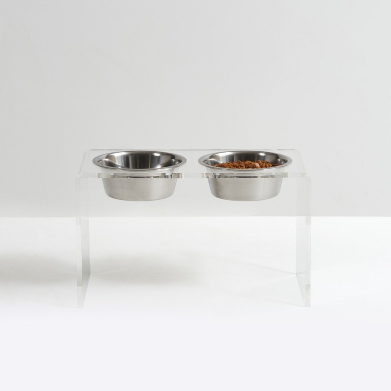 Elevated Double Bowl Clear Acrylic Pet Feeder 2Quart Bowls Etsy