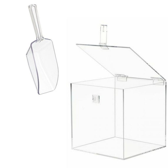 Clear Acrylic Storage Bin with Lid and Clasp and Scoop Etsy