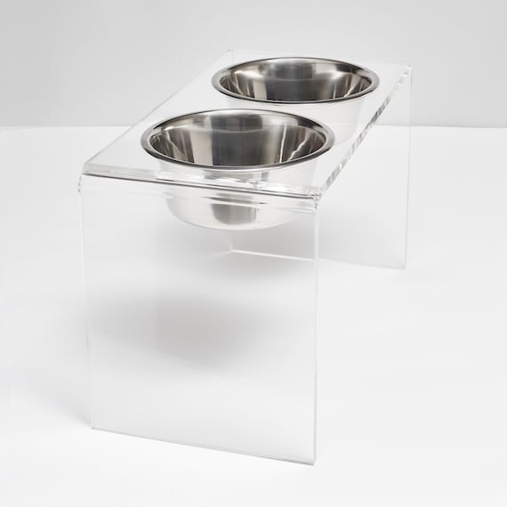 Large Double Dog Bowl Raised Elevated Pet Feeder Stainless Steel