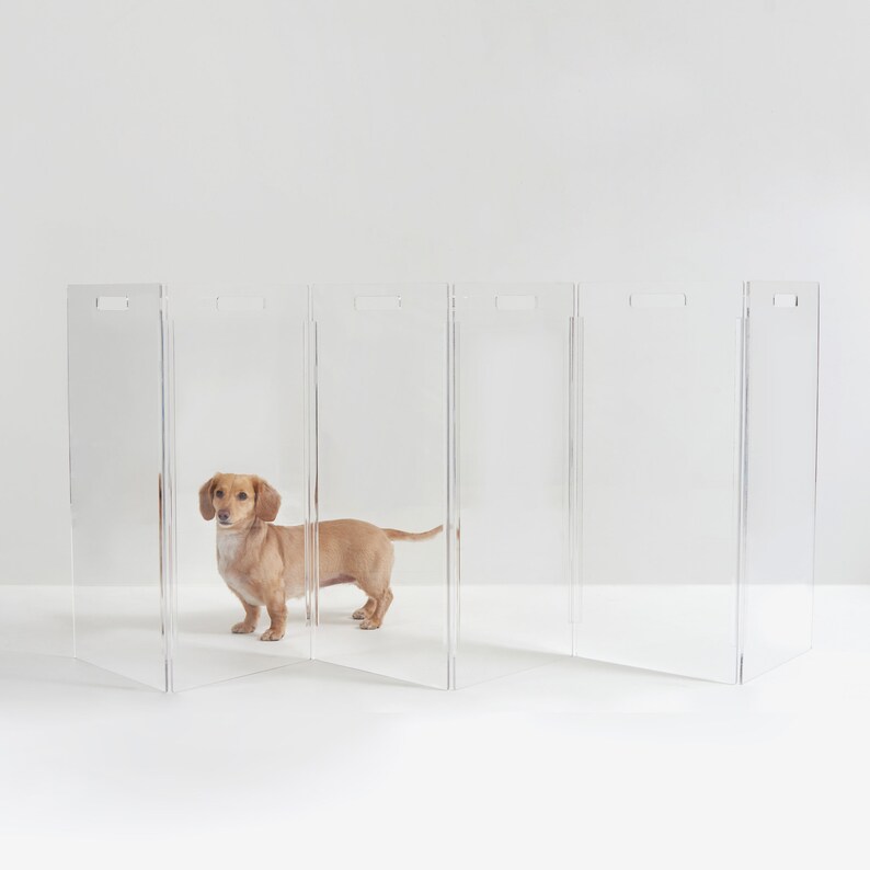 Wide Clear Acrylic Freestanding Zig Zag Pet Gate Etsy