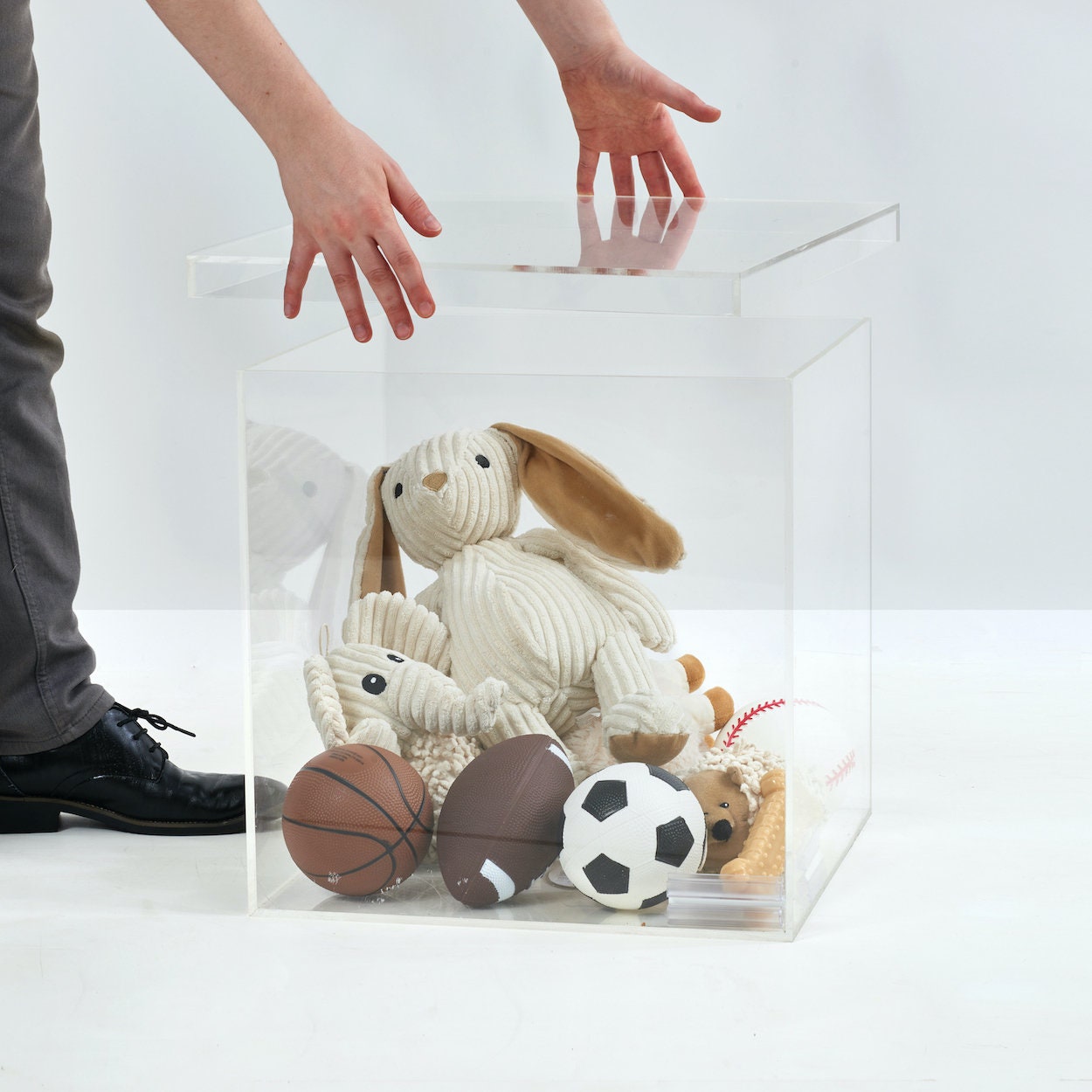 Zerodeko Box Transparent Storage Bucket Plush for Dolls Stuffed Animals for  Kids Clear Display Case Plastic Storage Boxes Clear Acrylic Display Case