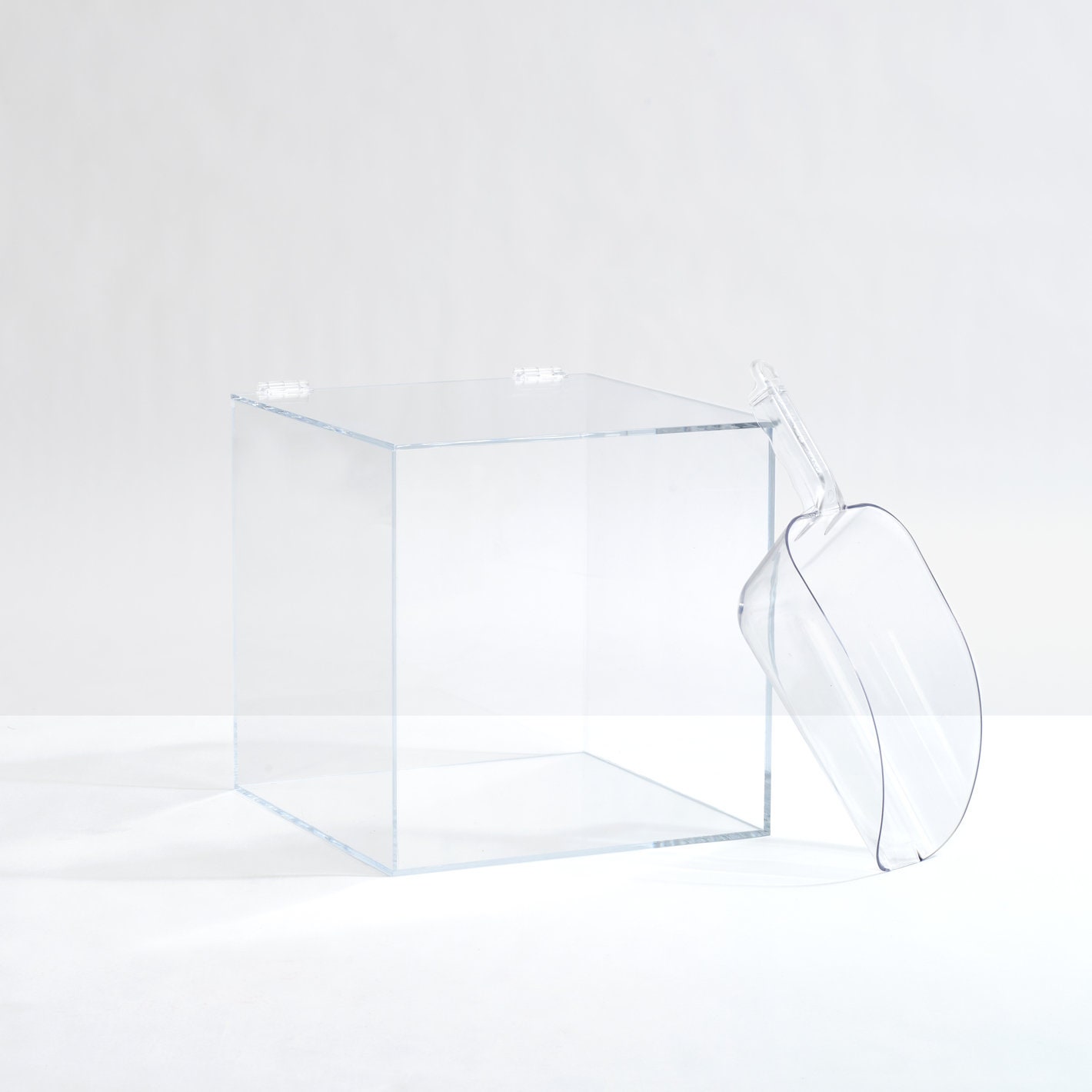 Clear Lucite Acrylic Storage Bin With Hinged Lid and Scoop Etsy