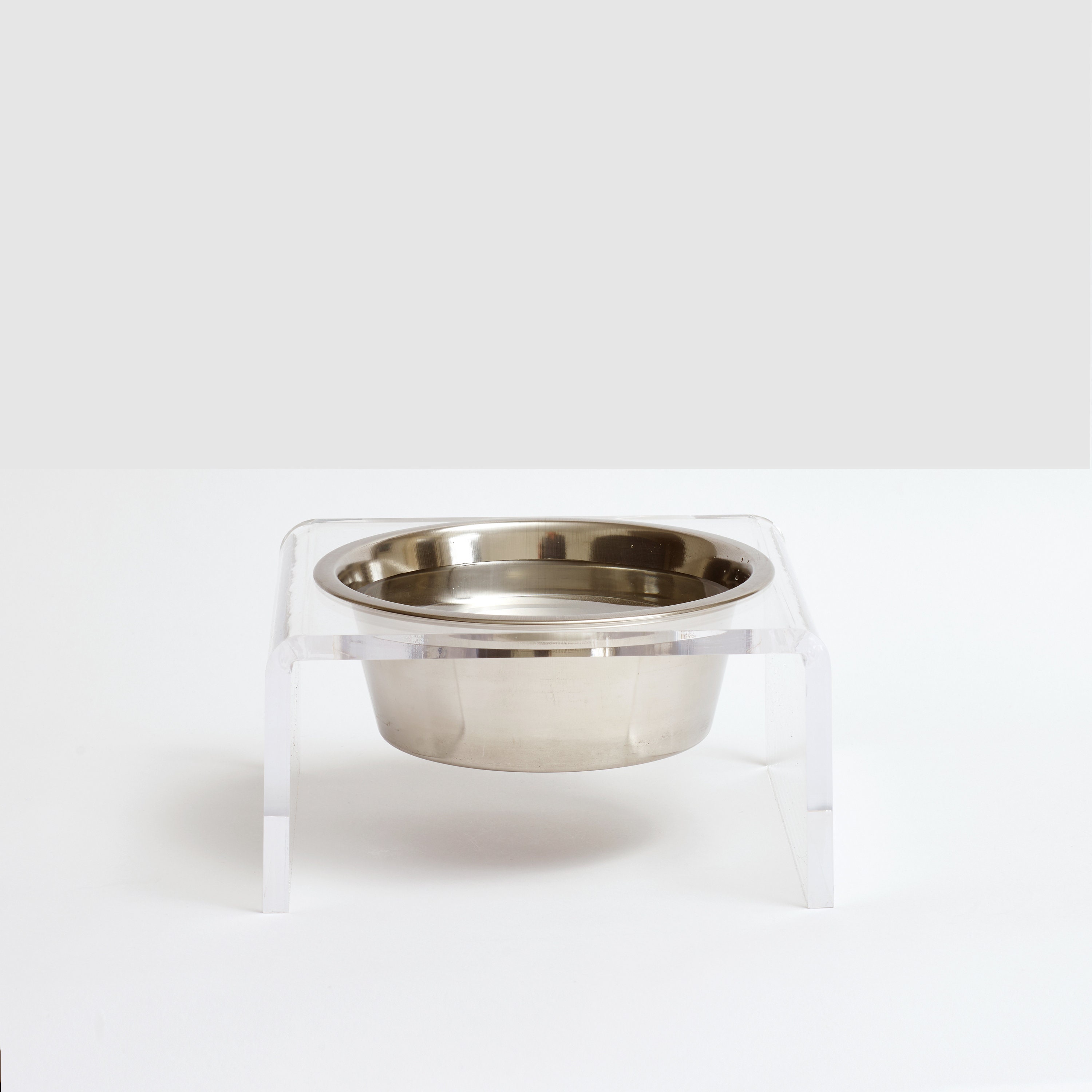 Dog and Cat Bowls Elevated Set - Acrylic Feeder Stand with 2 Set Removable Stainless Steel and Glass Bowls Food and Water Raised Dishes for Small