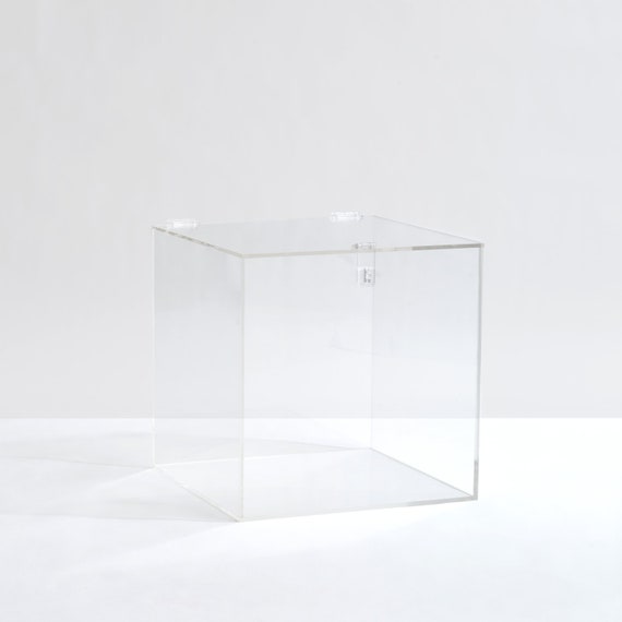 Clear Lucite Acrylic Modern Storage Bin With Latch & Scoop Options