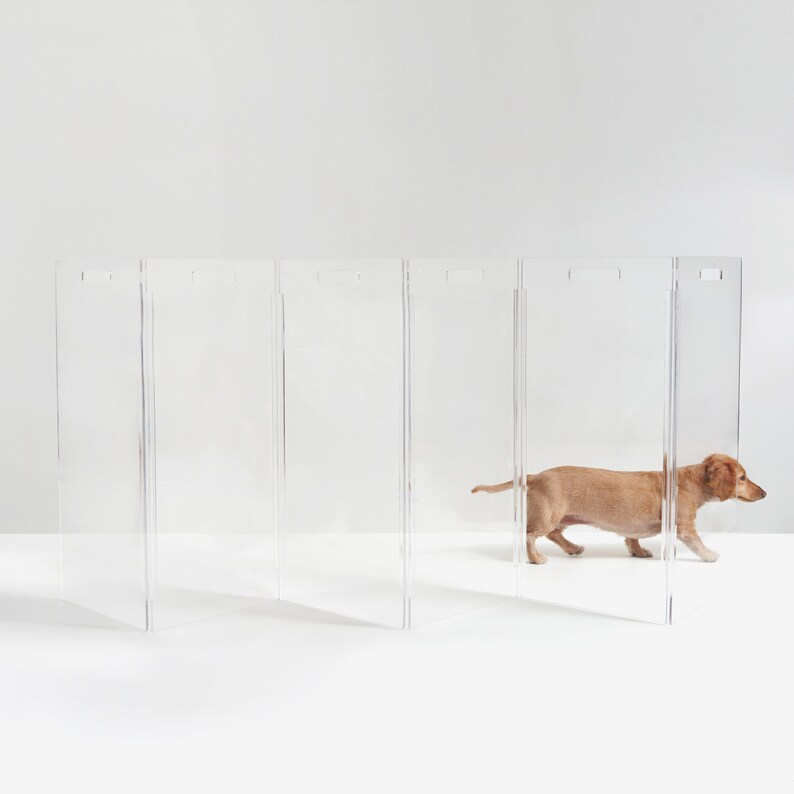 Wide Clear Acrylic Freestanding Zig Zag Pet Gate Etsy