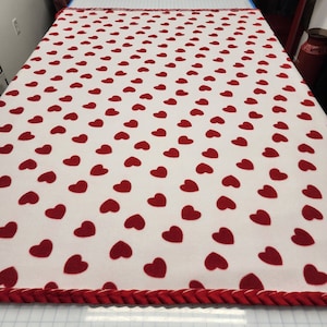 Hearts, Valentines, Double Layer Anti Pill Fleece Braided Edge Blanket