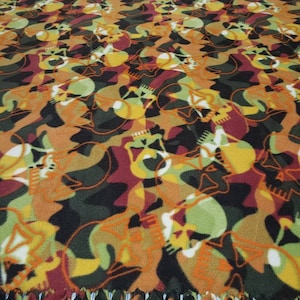 Camouflage Skull Double Layer Anti Pill Fleece Tie Blanket