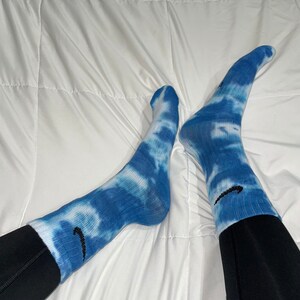 Tie Dye Pastel Blue Socks Hand Dyed Blue Nike Socks nike Pastel