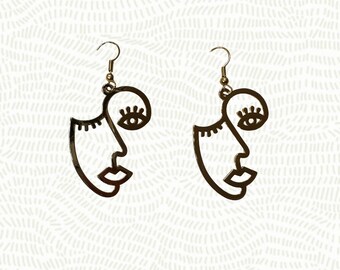 Abstract Face Drop Dangle Earrings