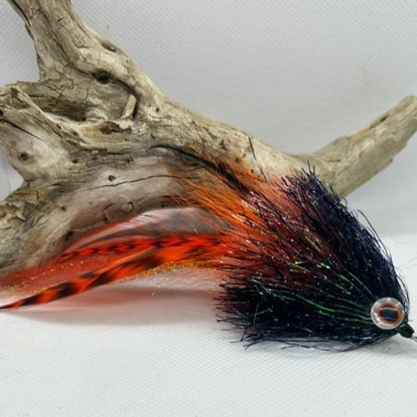 Orange/Black Pike Minnow Fly, several sizes available