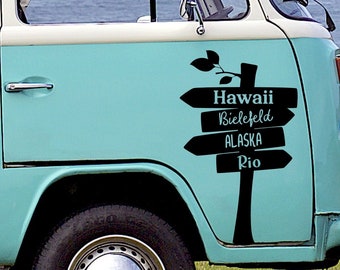 Sticker Signpost Places of Longing Personalized Adventure Outdoor Lifestyle Wanderlust Sticker Car Motorhome Camper Vacation Vanlife