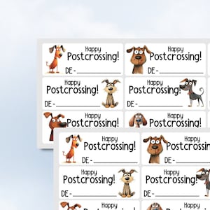 Happy Postcrossing Sticker süße verrückte Hunde niedliche Welpen Tierfreund DE US CA Stickerbogen Easy Peel Off Sticker Sheet