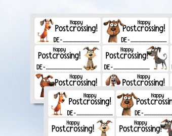 Happy Postcrossing Stickers cute crazy dogs cute puppies animal lover DE US CA Sticker Sheet Easy Peel Off Sticker Sheet