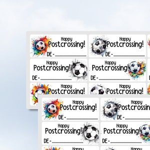 Happy Postcrossing Sticker Fussball Championship Fussballfan Europa Meisterschaft DE US CA Stickerbogen Easy Peel Off Sticker Sheet
