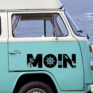 Moin Sticker Motorhome Camper Car Fish Wave Seagull Steering Wheel Nordic Vanlife