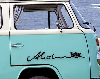 Ahoy Sticker Car Motorhome Camper Wave Paper Boat Nordic Vanlife