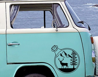 Deer Mountains Bottle Sticker Car Motorhome Camper Vanlife