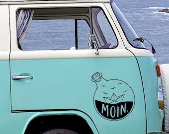 MOIN Ship in a Bottle Vinyl Sticker - Maritime Car Sticker for Campers, Motorhomes, North Sea, Baltic Sea / Large Selection of Colors and Sizes