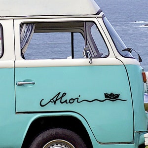 Ahoi Aufkleber Sticker Auto Wohnmobil Camper Welle Papierboot nordisch Vanlife