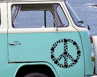 Peace Peace Sign Hearts Sticker Car Motorhome Camper Vanlife
