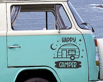 Happy Camper Caravan Stars Moon Sticker Car Vanlife