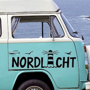 Nordlicht Aufkleber Sticker Auto Wohnmobil Camper Leuchtturm Möwen nordisch Vanlife