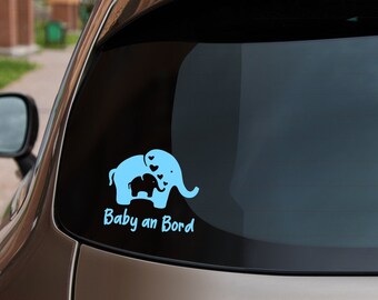 Baby on Board Car Sticker Elephant Baby Elephant Heart