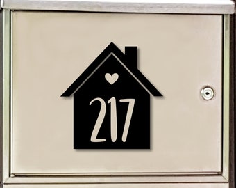 Mailbox sticker, house number sticker, heart