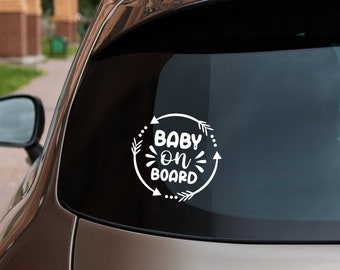 Baby on Board car sticker arrows round sticker