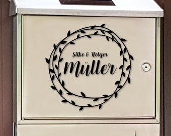 Mailbox Sticker Sticker Desired Name Delicate Wreath